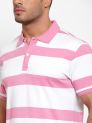 Sanskar Menswear Striper Polo Sachet Pink Ivory