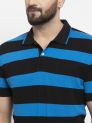 Sanskar Menswear Striper Polo Aster Blue Black