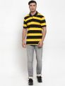 Sanskar Menswear Striper Polo Solar Yellow Black