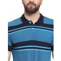 Sanskar Menswear Striper Polo Navy Turq