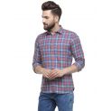 Sanskar Menswear Casual Shirt Red Indigo Check