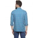 Sanskar Menswear Casual Shirt Sky Indigo Check