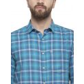 Sanskar Menswear Casual Shirt Sky Indigo Check