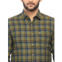 Sanskar Menswear Casual Shirt Green Blue Indigo Check