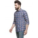 Sanskar Menswear Casual Shirt Mustard Navy Indigo Check