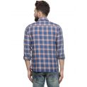 Sanskar Menswear Casual Shirt Mustard Navy Indigo Check