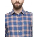 Sanskar Menswear Casual Shirt Mustard Navy Indigo Check