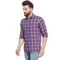 Sanskar Menswear Casual Shirt Rust Indigo Check