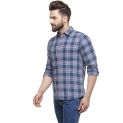 Sanskar Menswear Casual Shirt Peach Indigo Check