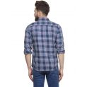 Sanskar Menswear Casual Shirt Peach Indigo Check