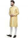 Sanskar Menswear Kurta Pyjama Yellow Print