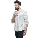 Sanskar Menswear Shirt Kurta Ivory Blue Stripe