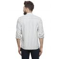 Sanskar Menswear Shirt Kurta Ivory Blue Stripe