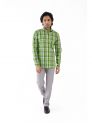Sanskar-Menswear-Casual Shirt- Lt.Green Checks 