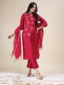 Aastha Red Women Kurti Set With Dupatta