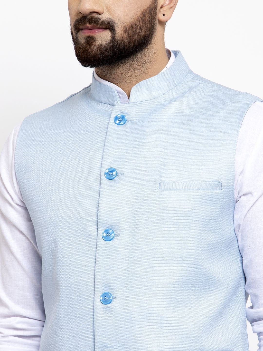 Sanskar Menswear Waist Coat Sky Blue