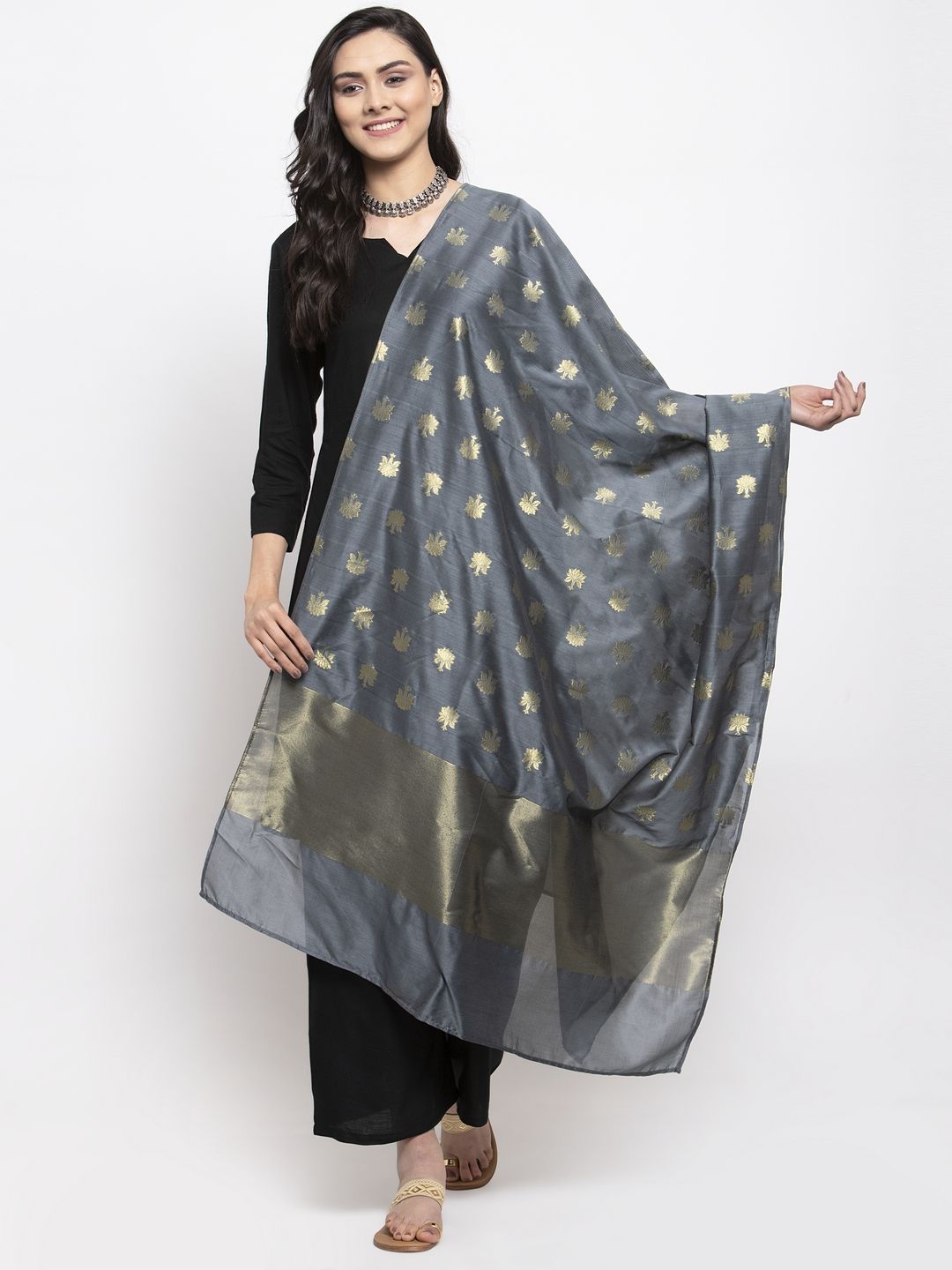 Grey dupatta dress top