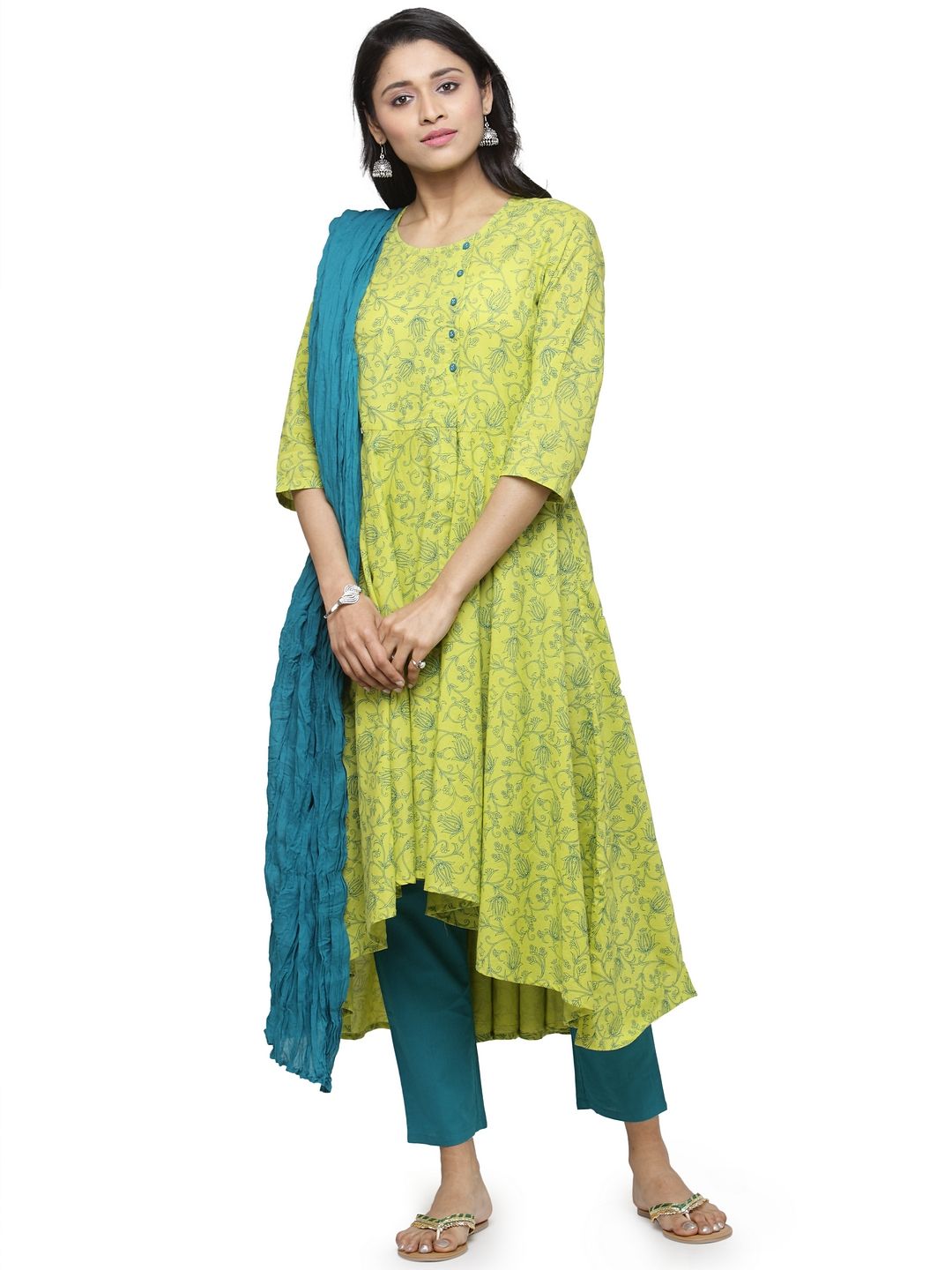 Trishaa Women Lime Gota Patti Churidar Kurta Set - Selling Fast at  Pantaloons.com