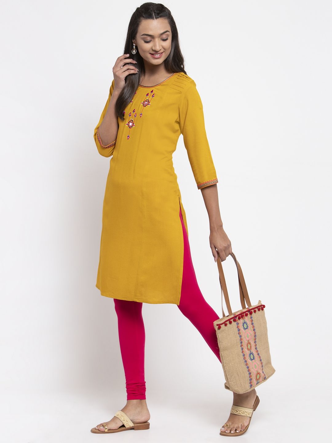 Kurtas | Pink Kurti With Leggings - Size XS/S | Freeup