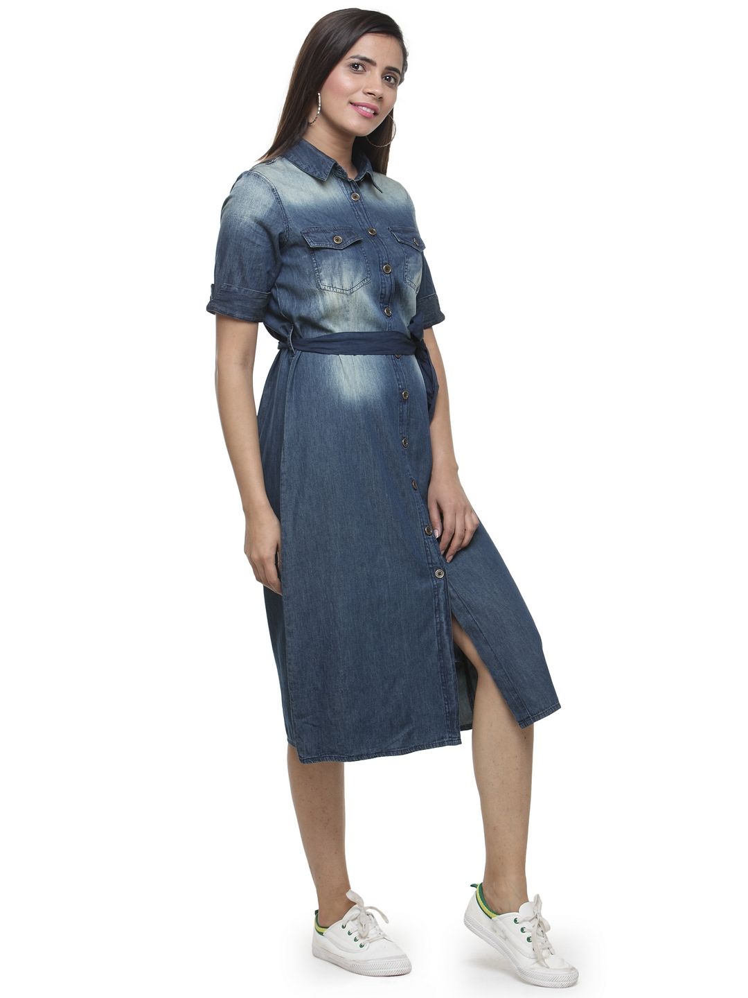 Buy Denim Blue Cotton Shirt Dress Online  Label Ritu Kumar India Store View