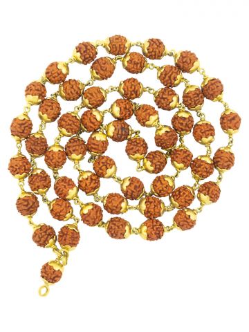 Rudraksha Mala- Metal Making- White And Gold)