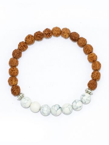 Rudraksha Ratan Energy Bracelet With Howlite Stone