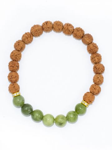 Rudraksha Ratan Energy Bracelet With Green Jade Stone