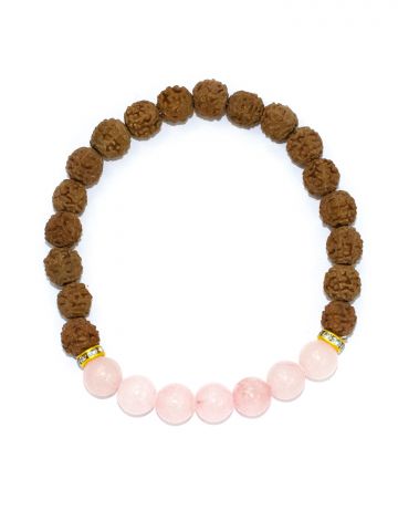 Rudraksha Ratan Energy Bracelet With Rose Quartz Stone