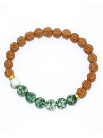 Rudraksha Ratan Energy Bracelet With Tree Agate Stone