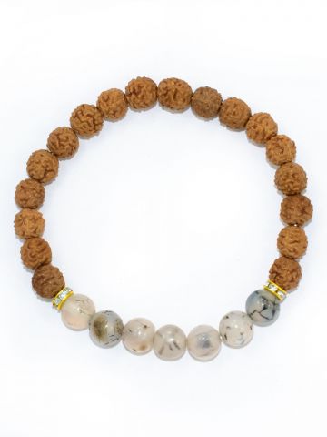 Rudraksha Ratan Energy Bracelet With Vain Agate Stone