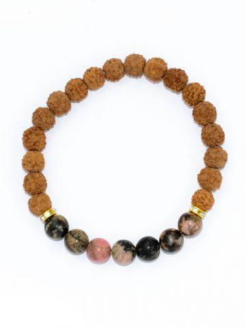 Rudraksha Ratan Energy Bracelet With Rhodonite Stone