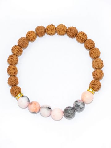 Rudraksha Ratan Energy Bracelet With Pink Zebra Stone