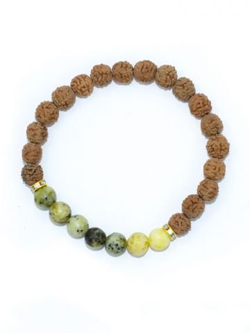 Rudraksha Ratan Energy Bracelet With Sarpentine Stone