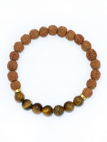 Rudraksha Ratan Energy Bracelet With Tiger Eye Stone