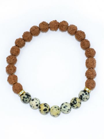 Rudraksha Ratan Energy Bracelet With Dalmation Stone