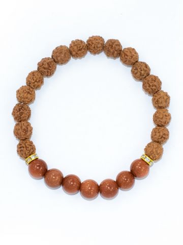 Rudraksha Ratan Energy Bracelet With Golden Sun Stone
