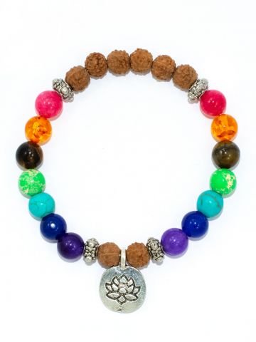 Rudraksha And 7 Chakra Bracelet With Lotus