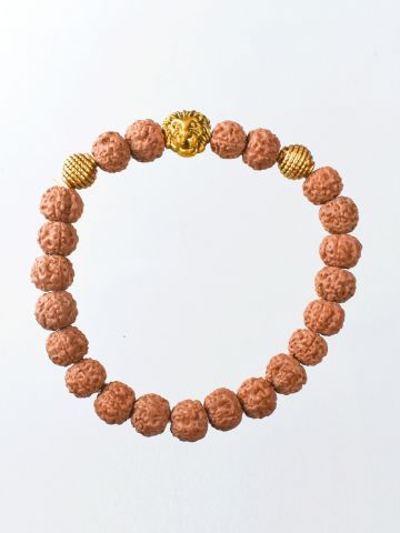 Rudraksha Energy Bracelet With Golden Lion