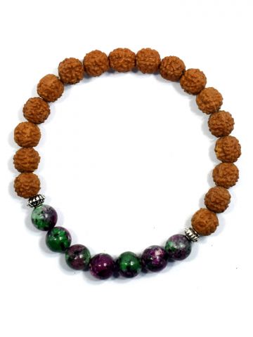 Rudraksha Ratan Energy Bracelet (Ruby Zoisite)