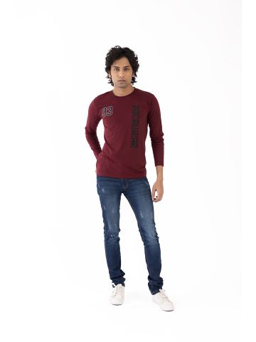 Sanskar-Menswear-Crew Neck Tee F\S-Maroon