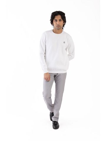 Sanskar- Menswear - Non Hooded Sweatshirt- White 