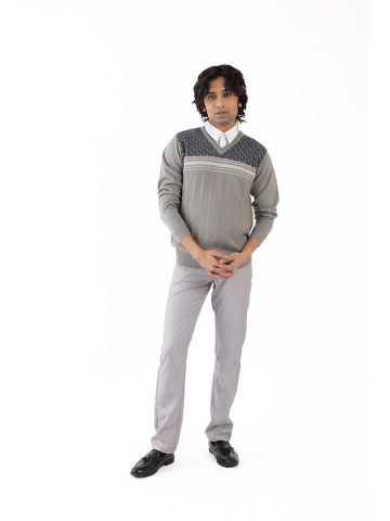 Sanskar-Menswear-Sweater F/S- Cement 