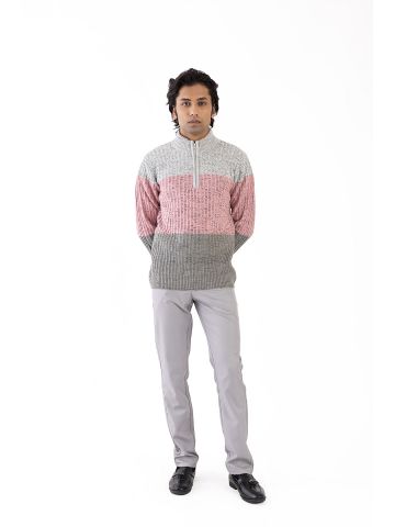 Sanskar-Menswear-Sweater F/S- Lt Grey Pink 