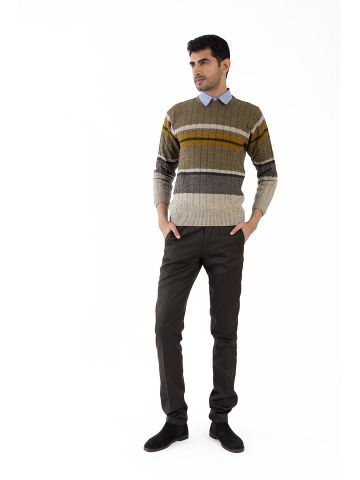 Sanskar-Menswear-Sweater F/S- Khaki Mix & Camel