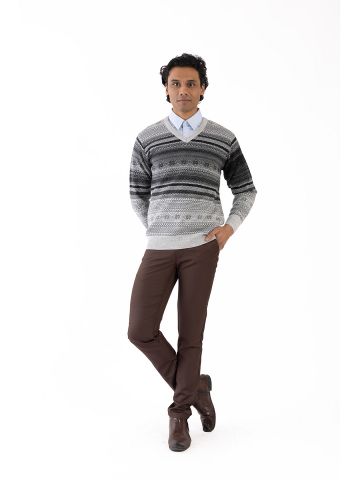 Sanskar-Menswear-Sweater F/S- Lt Grey 