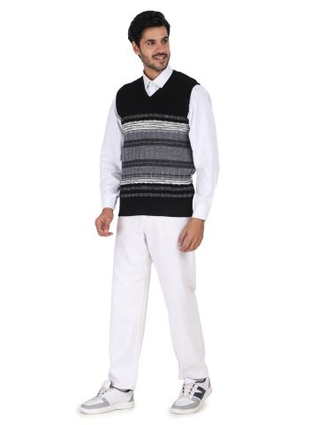 Sanskar Menswear-Sweater S/L -Black&Med Grey