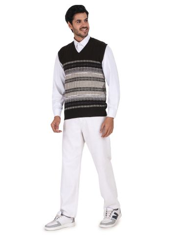 Sanskar Menswear-Sweater S/L -Coffee&Camel