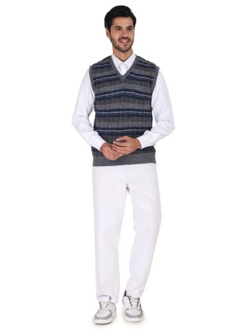 Sanskar Menswear-Sweater S/L -Mid Grey& B Mix