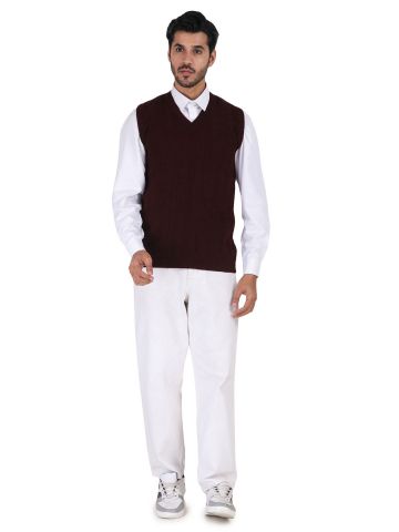 Sanskar Menswear-Sweater S/L-Maroon Mix