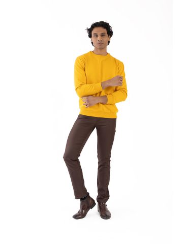 Sanskar- Menswear - Non Hooded Sweatshirt- Mustard
